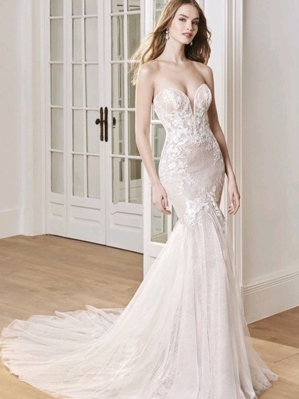 Etoile Tori Strapless Lace Mermaid Wedding Dress Size 12 Nwt